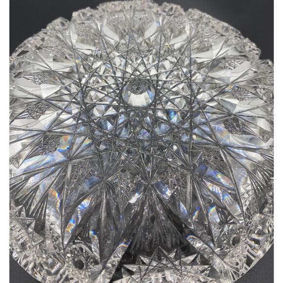 VTG American Brilliant Cut Glass High Quality Fine Cutting Antique ABP Bowl 9" - Picture 4 of 7